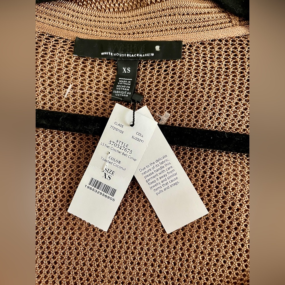 🆕 White House Black Market crochet cover up in copper size XS no belt - Picture 11 of 13
